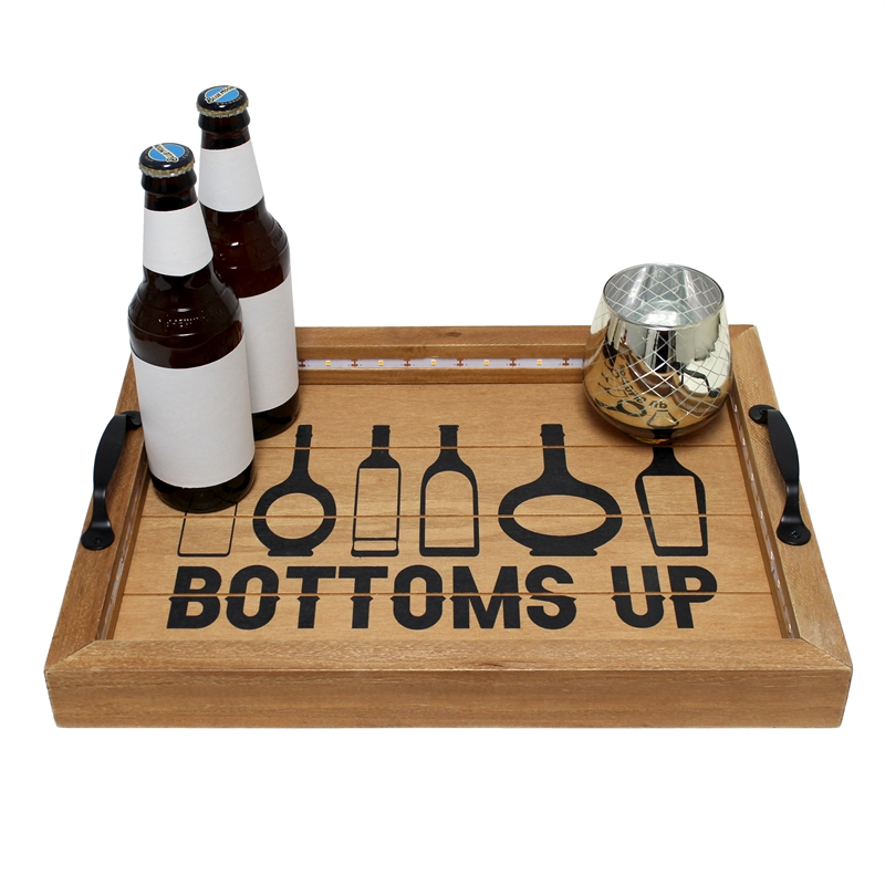 Elegant Designs Salento LED Wood Serving Tray with 