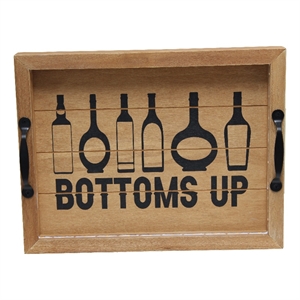 Elegant Designs Salento LED Wood Serving Tray with &quotBottoms Up&quot - Natural