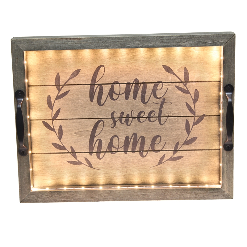 Elegant Designs Salento LED Wood Serving Tray 