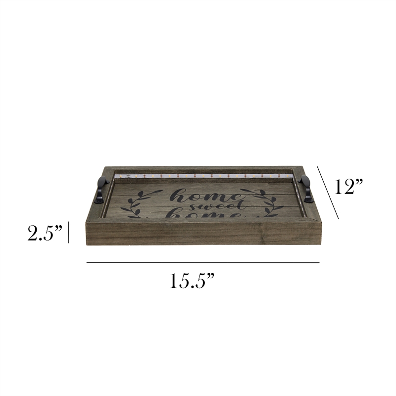 Elegant Designs Salento LED Wood Serving Tray 
