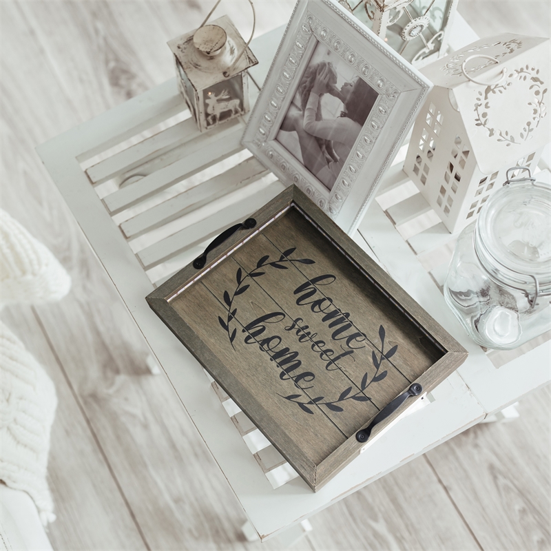 Elegant Designs Salento LED Wood Serving Tray 