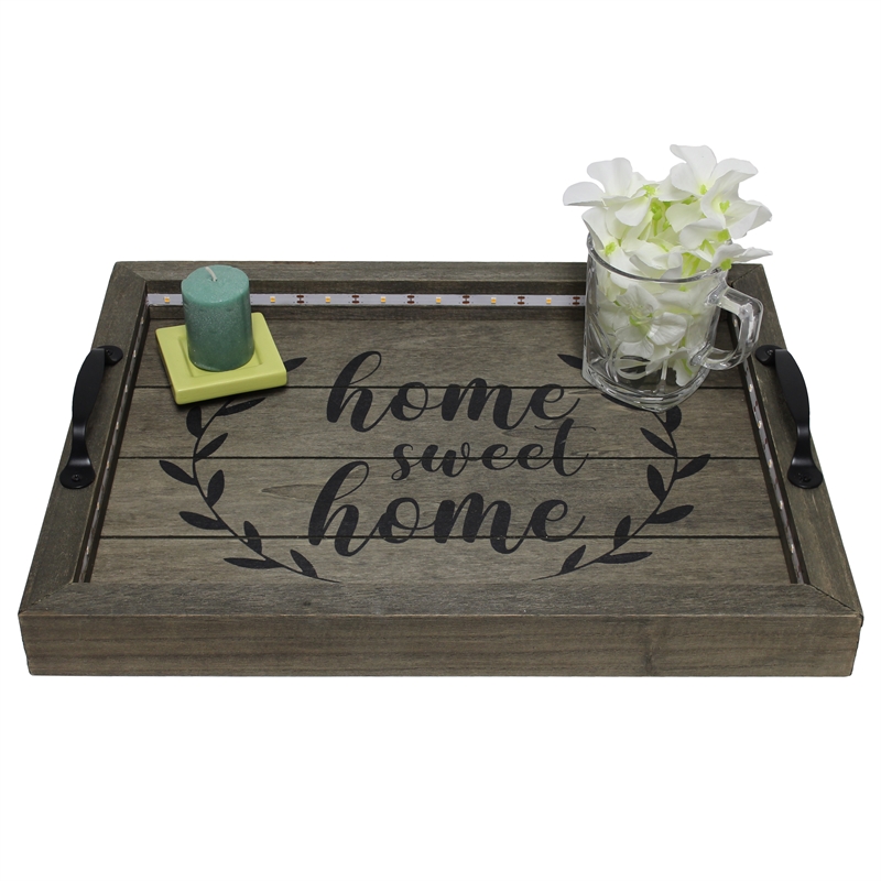Elegant Designs Salento LED Wood Serving Tray 