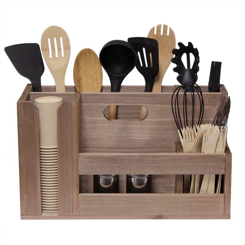 Elegant Designs Pantry Picks Wood Flatware and Utensils Organizer - Natural Wood