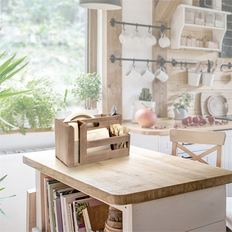 Elegant Designs Pantry Picks Wood Flatware and Utensils Organizer - Natural Wood