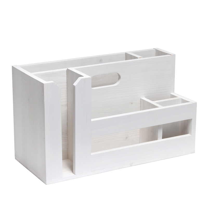 Elegant Designs Pantry Picks Wood Flatware and Utensils Organizer -  White Wash