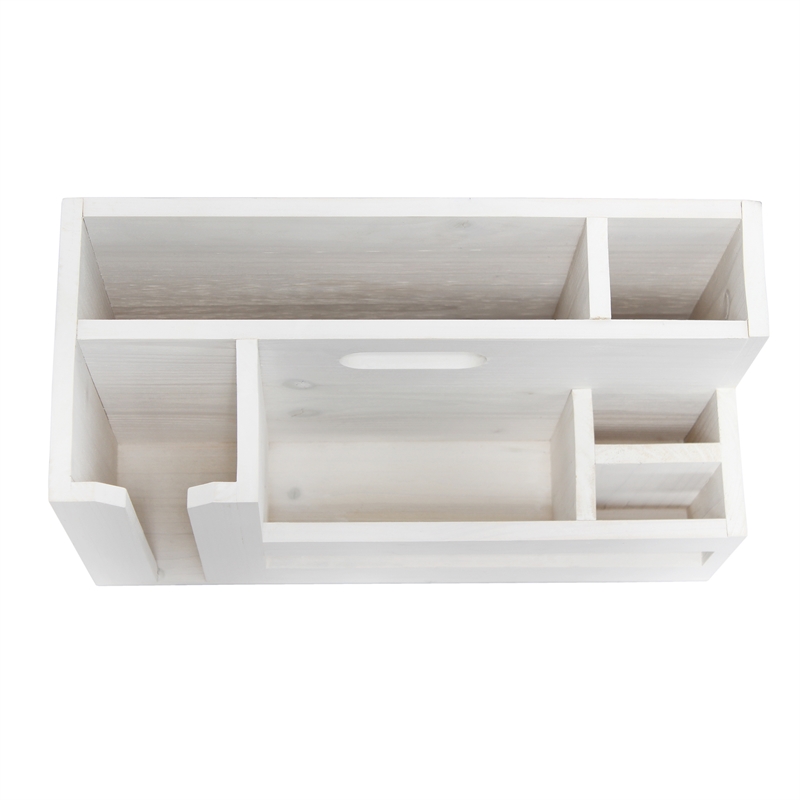 Elegant Designs Pantry Picks Wood Flatware and Utensils Organizer -  White Wash