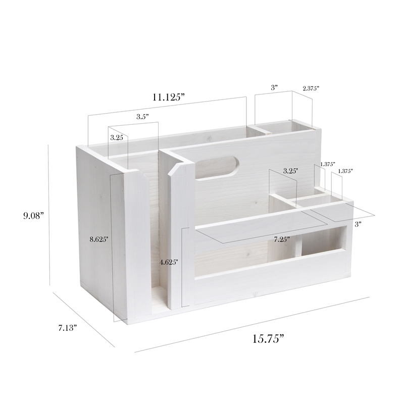 Elegant Designs Pantry Picks Wood Flatware and Utensils Organizer -  White Wash