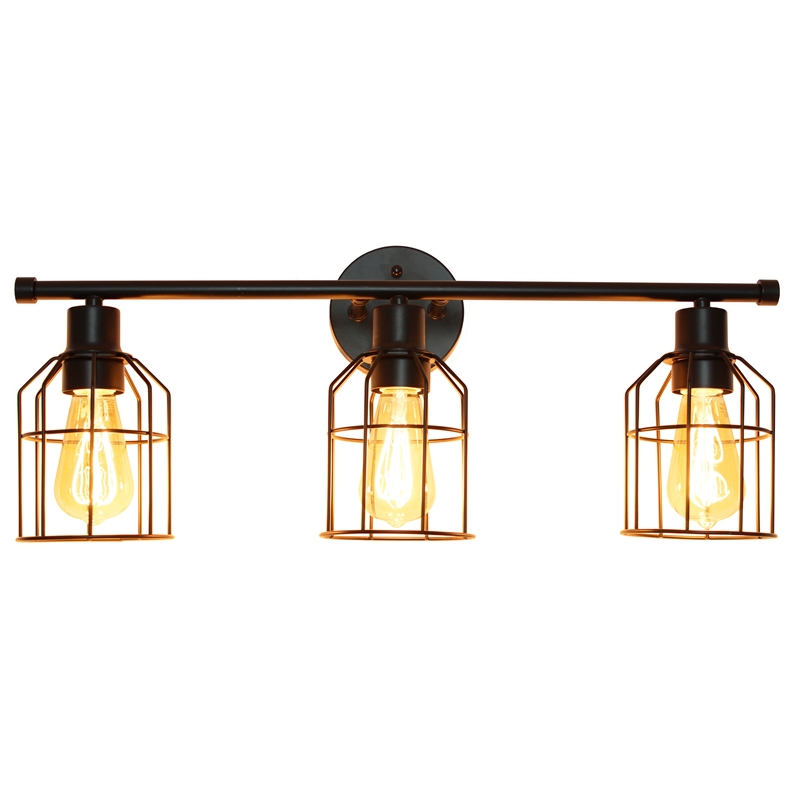 Elegant Designs 3 Light Cage Vanity Light Matte Black