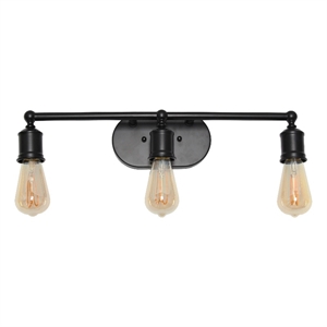 Elegant Designs 3 Light Edison Exposed Bulb Vanity Light Matte Black