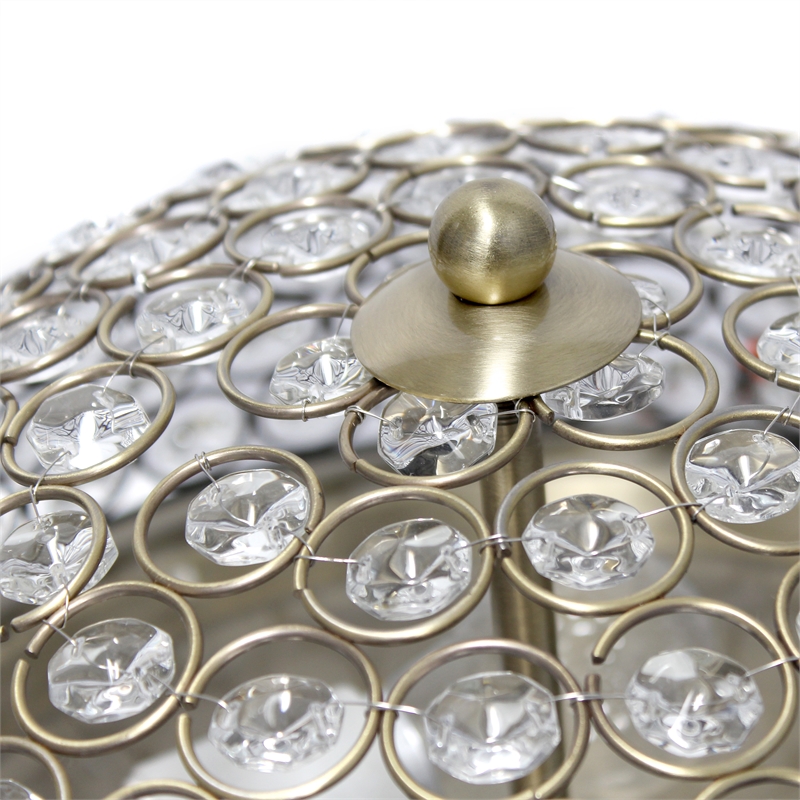 All the Rages 2-Light Dome Crystal Flush Mount Ceiling Fixture in Antique Brass