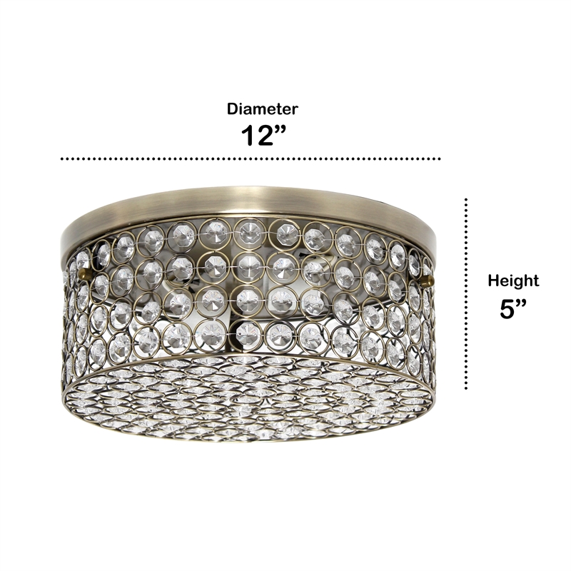 All the Rages 2-Light Metal Flush Mount Ceiling Light in Antique Brass