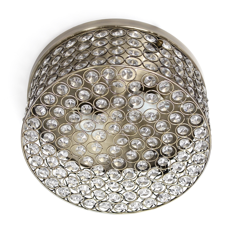 All the Rages 2-Light Metal Flush Mount Ceiling Light in Antique Brass