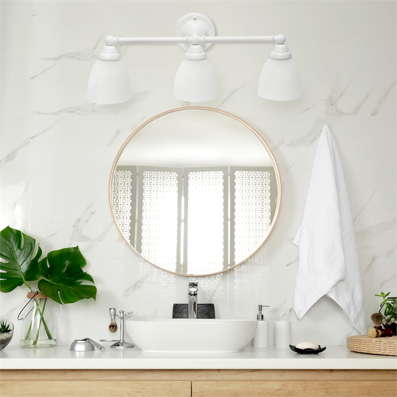 All the Rages Essentix 3-Light Metal & Glass Vanity Fixture in White