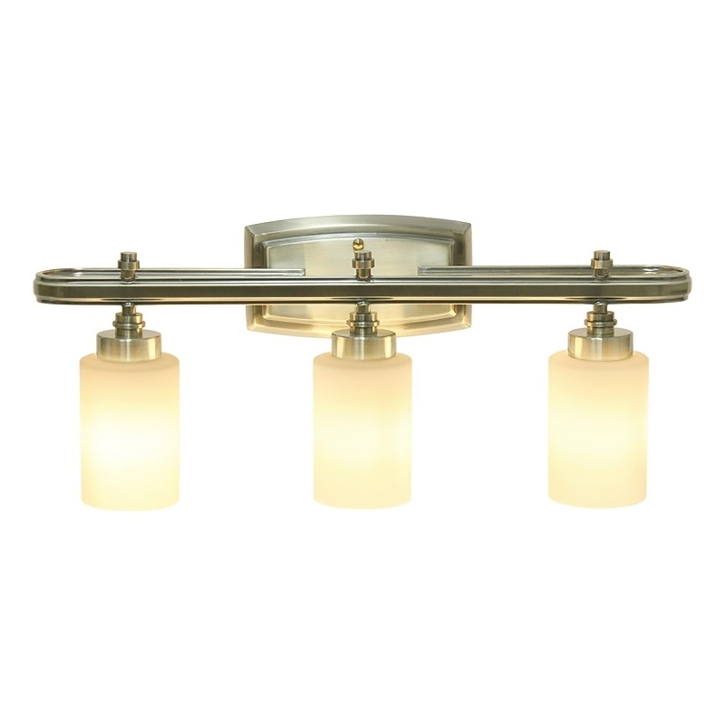 All the Rages Essentix 3-Light Glass & Metal Vanity Fixture in Antique Brass