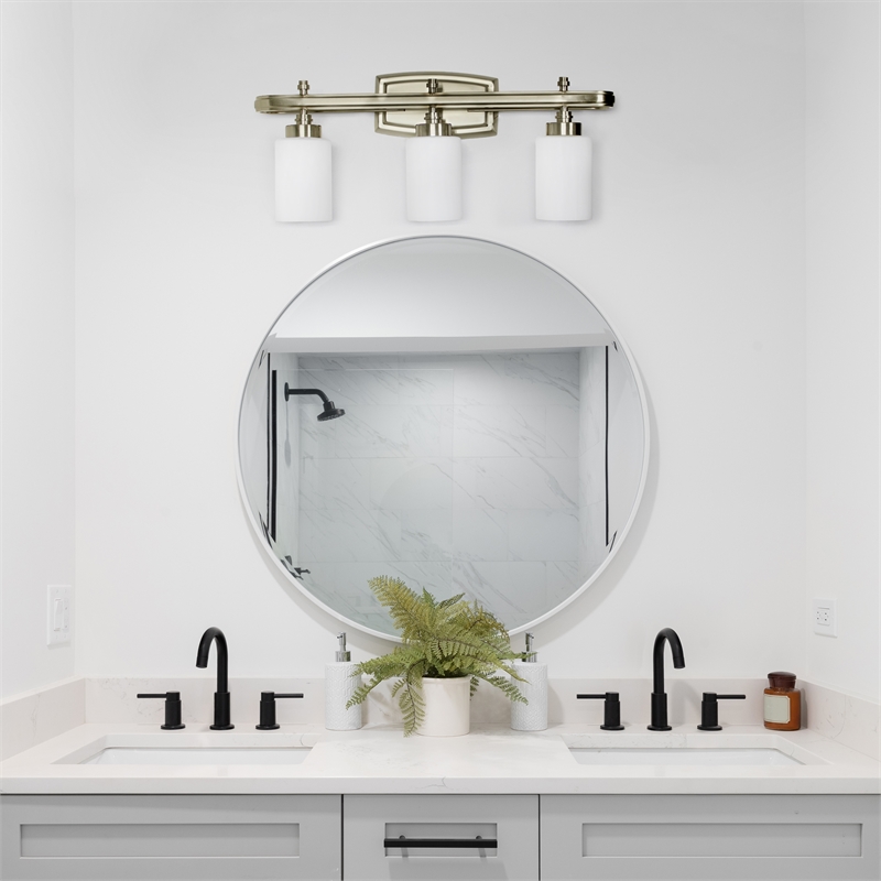 All the Rages Essentix 3-Light Glass & Metal Vanity Fixture in Antique Brass