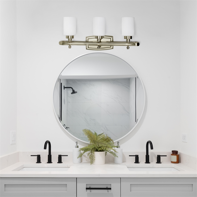 All the Rages Essentix 3-Light Glass & Metal Vanity Fixture in Antique Brass