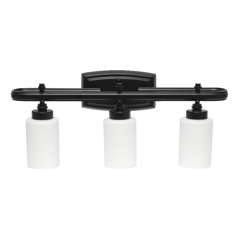 All the Rages Essentix 3-Light Metal Vanity Fixture with Opaque Shade in Black