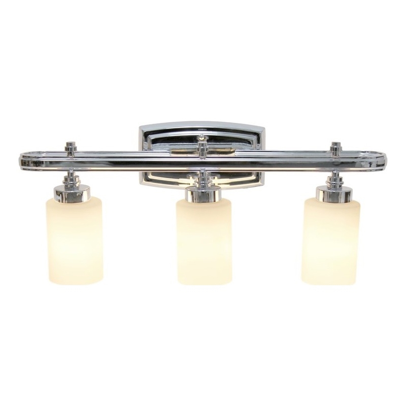 All the Rages Essentix 3-Light Metal Vanity Fixture with Opaque Shade in Chrome