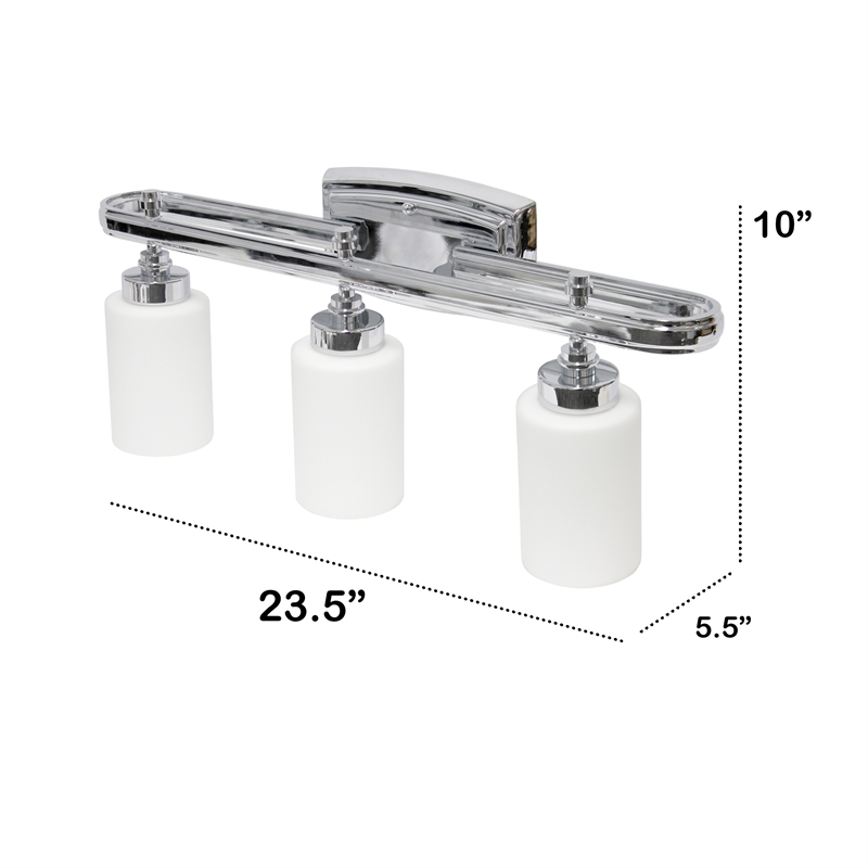 All the Rages Essentix 3-Light Metal Vanity Fixture with Opaque Shade in Chrome