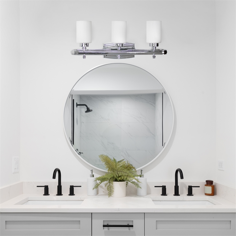 All the Rages Essentix 3-Light Metal Vanity Fixture with Opaque Shade in Chrome