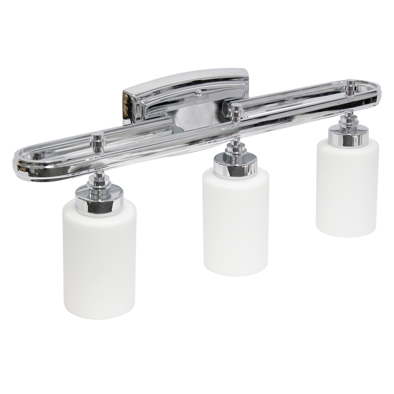 All the Rages Essentix 3-Light Metal Vanity Fixture with Opaque Shade in Chrome