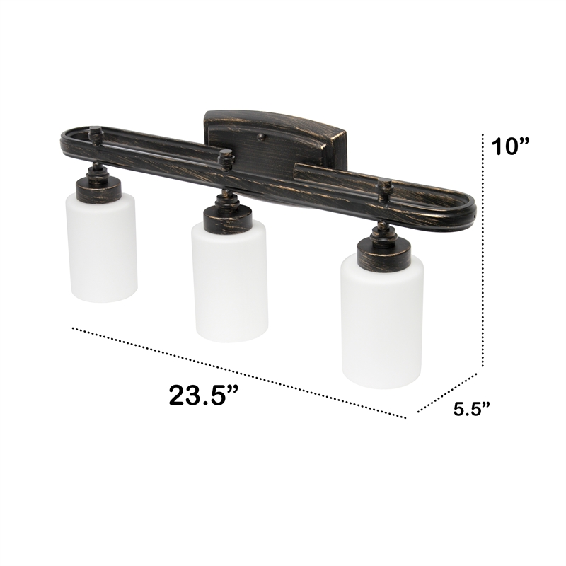 All the Rages Essentix 3-Light Glass & Metal Vanity Fixture in Oil Rubbed Bronze