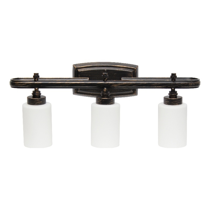 All the Rages Essentix 3-Light Glass & Metal Vanity Fixture in Oil Rubbed Bronze