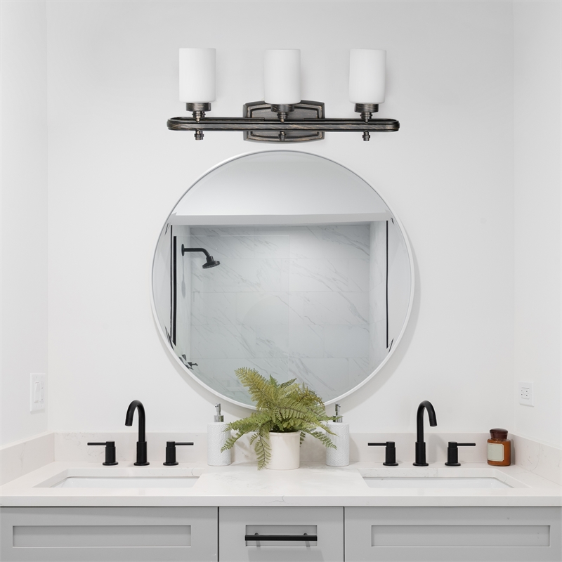 All the Rages Essentix 3-Light Glass & Metal Vanity Fixture in Oil Rubbed Bronze