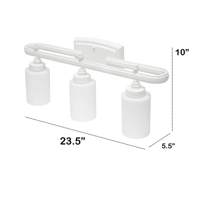 All the Rages Essentix 3-Light Metal Vanity Fixture with Opaque Shade in White