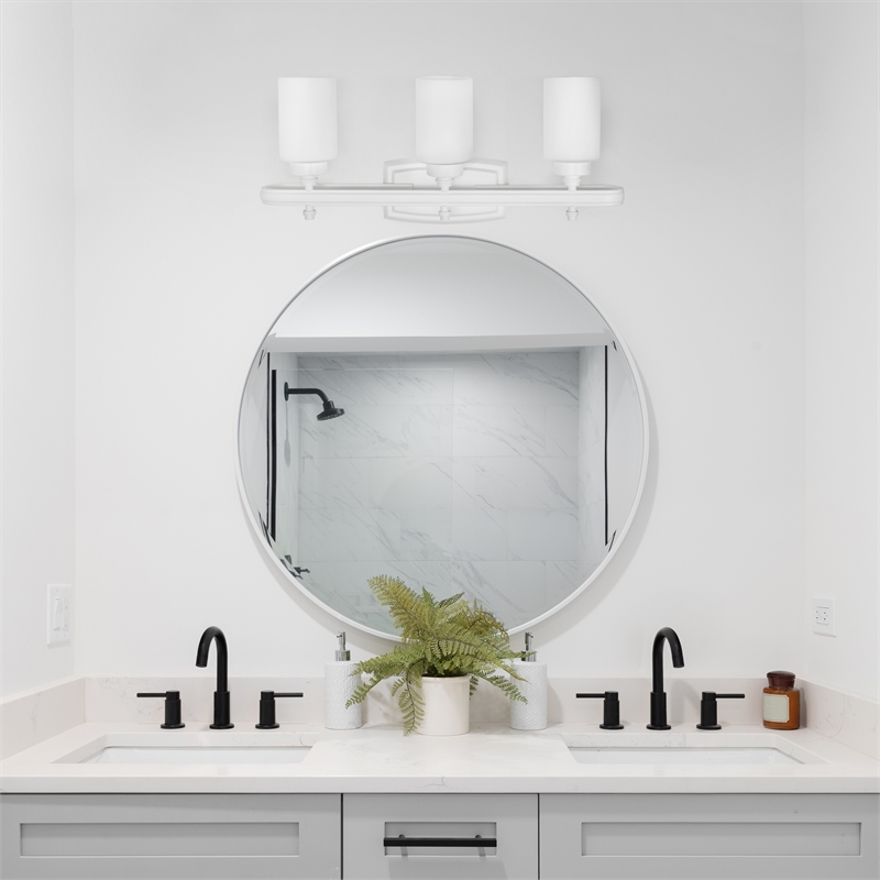 All the Rages Essentix 3-Light Metal Vanity Fixture with Opaque Shade in White
