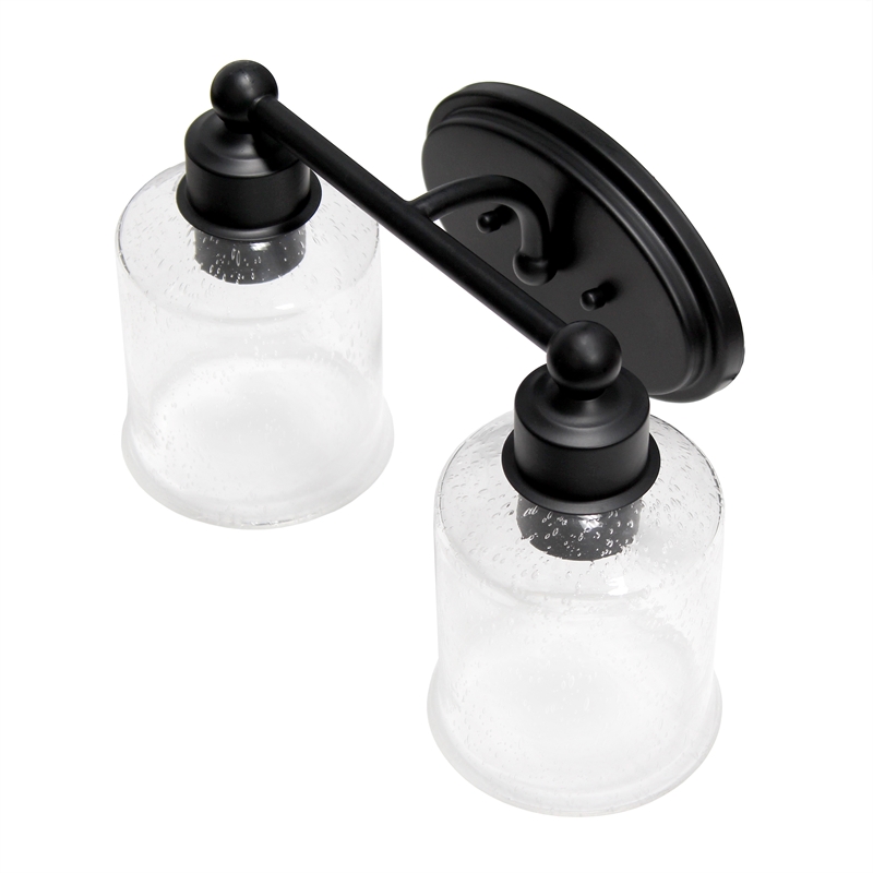 All the Rages Studio 2-Light Metal & Glass Vanity Fixture in Black/Clear