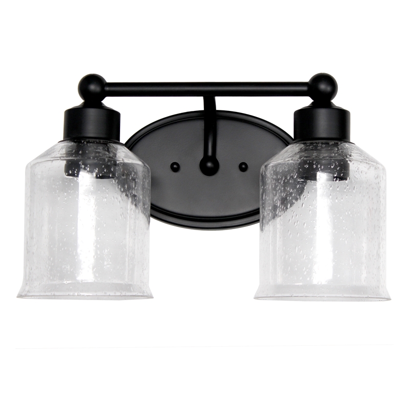 All the Rages Studio 2-Light Metal & Glass Vanity Fixture in Black/Clear