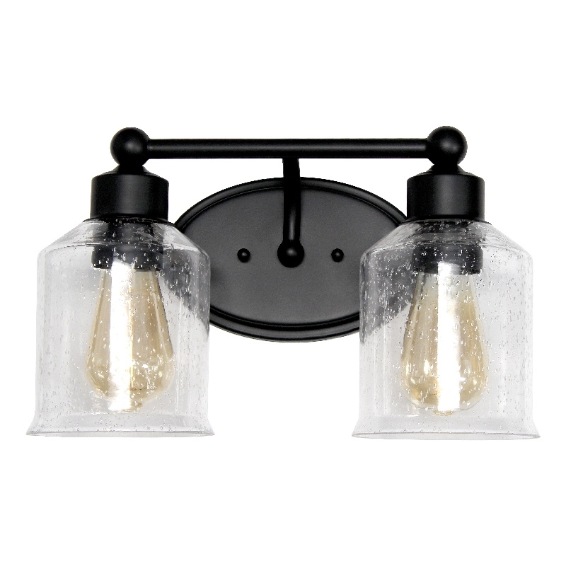 All the Rages Studio 2-Light Metal & Glass Vanity Fixture in Black/Clear