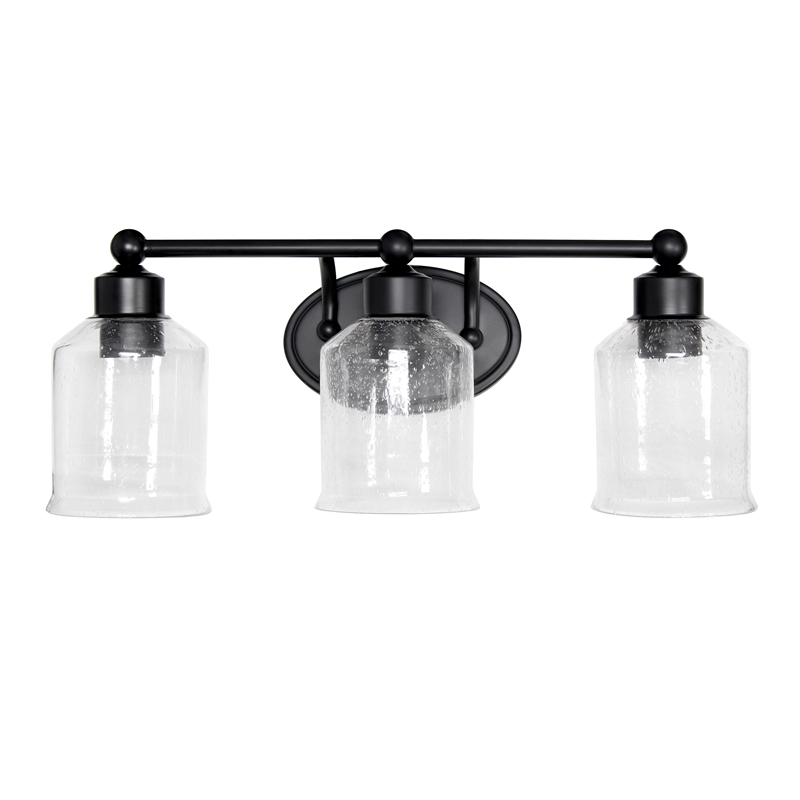 All the Rages Studio 3-Light Metal & Glass Vanity Fixture in Black/Clear