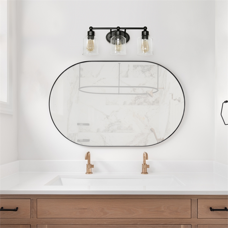 All the Rages Studio 3-Light Metal & Glass Vanity Fixture in Black/Clear