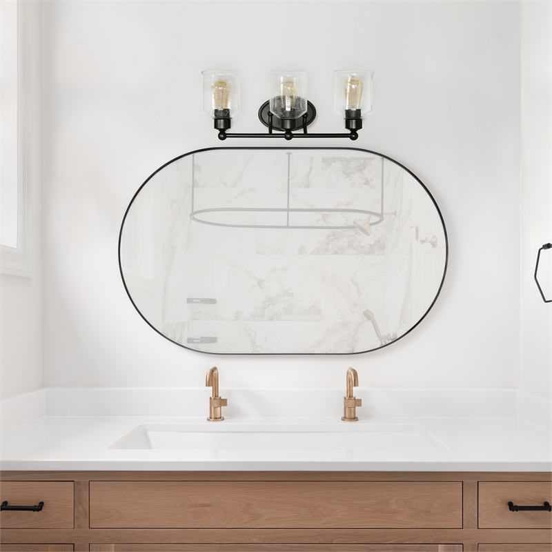 All the Rages Studio 3-Light Metal & Glass Vanity Fixture in Black/Clear