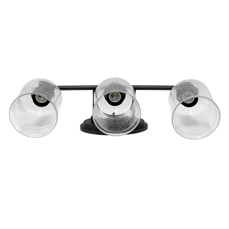 All the Rages Studio 3-Light Metal & Glass Vanity Fixture in Black/Clear
