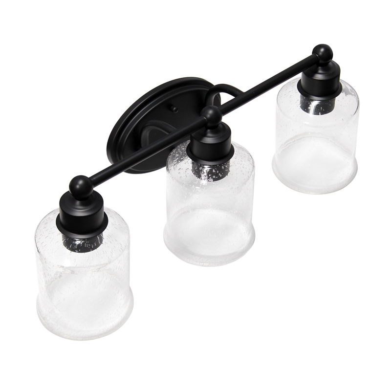 All the Rages Studio 3-Light Metal & Glass Vanity Fixture in Black/Clear