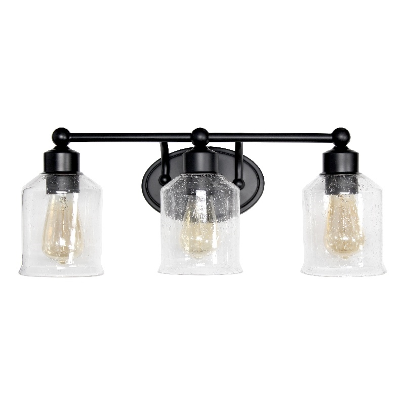 All the Rages Studio 3-Light Metal & Glass Vanity Fixture in Black/Clear