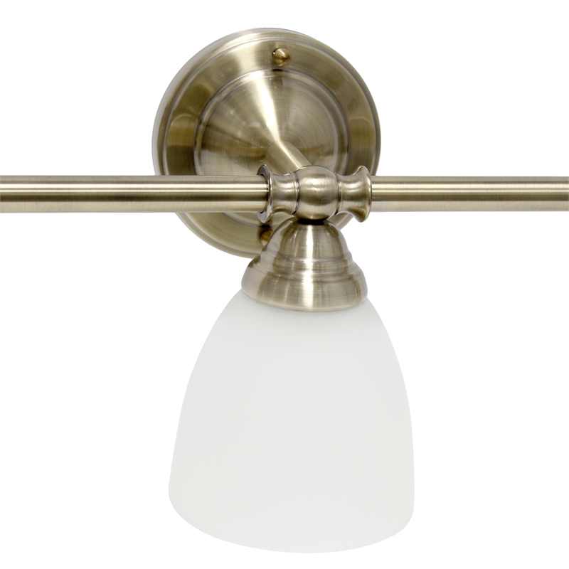 All the Rages Essentix 3-Light Metal & Glass Vanity Fixture in Antique Brass