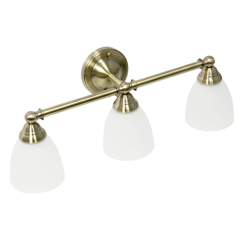 All the Rages Essentix 3-Light Metal & Glass Vanity Fixture in Antique Brass