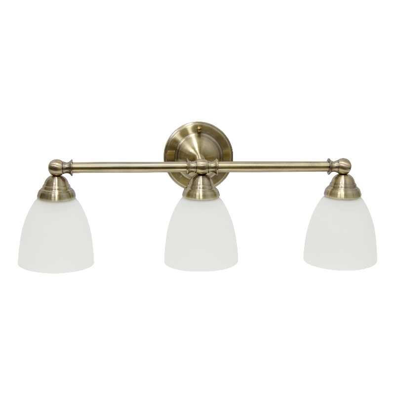 All the Rages Essentix 3-Light Metal & Glass Vanity Fixture in Antique Brass