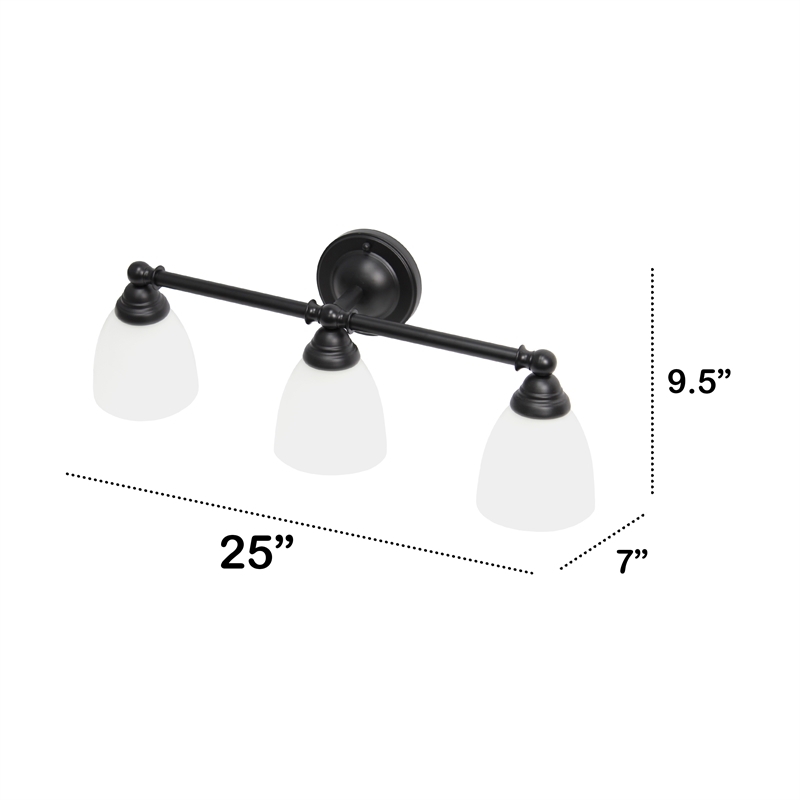 All the Rages Essentix 3-Light Metal & Glass Vanity Fixture in Black