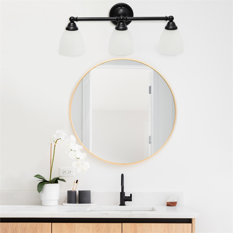 All the Rages Essentix 3-Light Metal & Glass Vanity Fixture in Black