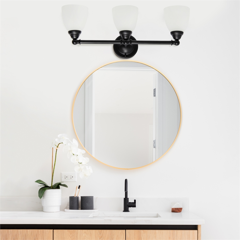 All the Rages Essentix 3-Light Metal & Glass Vanity Fixture in Black