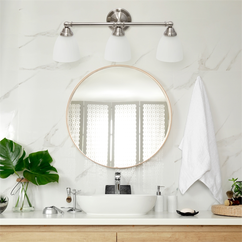 All the Rages Essentix 3-Light Metal & Glass Vanity Fixture in Brushed Nickel
