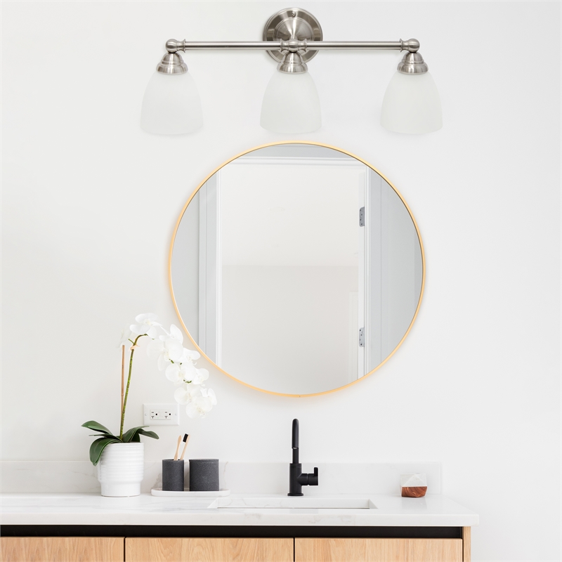 All the Rages Essentix 3-Light Metal & Glass Vanity Fixture in Brushed Nickel