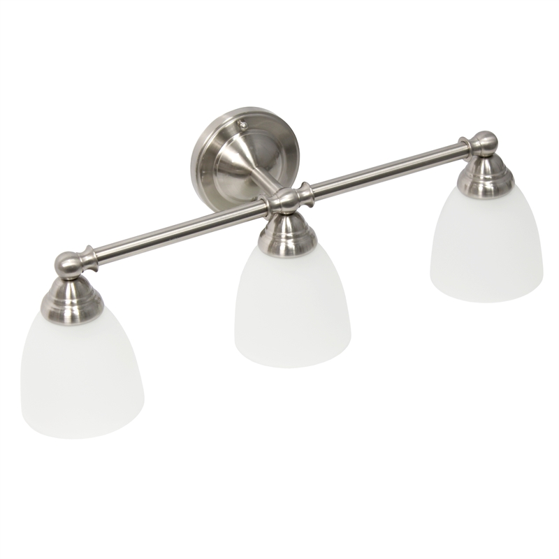 All the Rages Essentix 3-Light Metal & Glass Vanity Fixture in Brushed Nickel