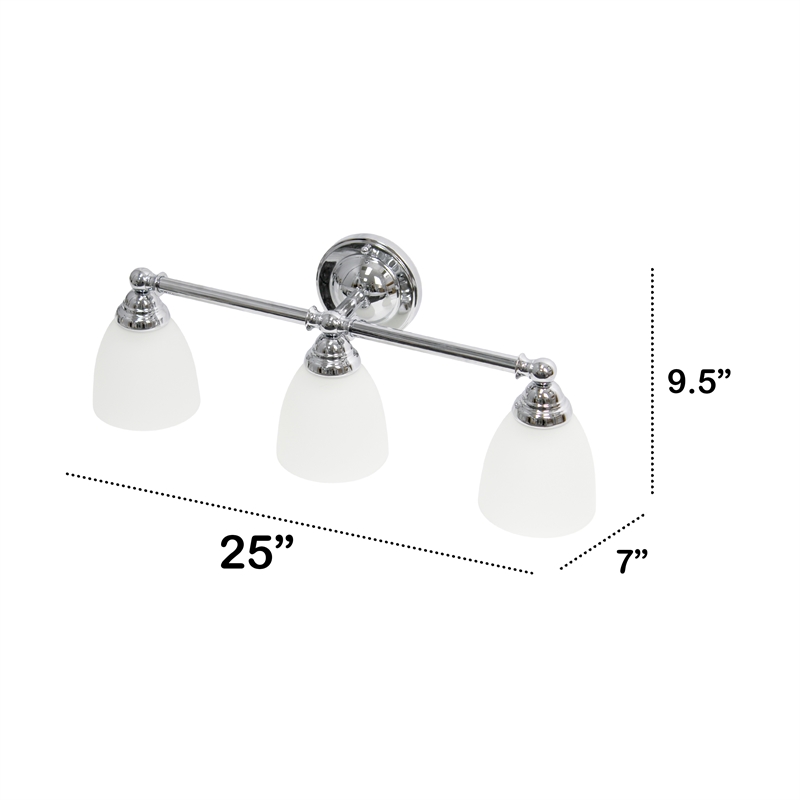 All the Rages Essentix 3-Light Metal & Glass Vanity Fixture in Chrome