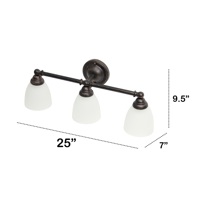 All the Rages Essentix 3-Light Metal & Glass Vanity Fixture in Oil Rubbed Bronze